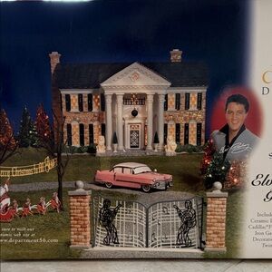 Department 56 Graceland Mansion with Pink Cadillac
